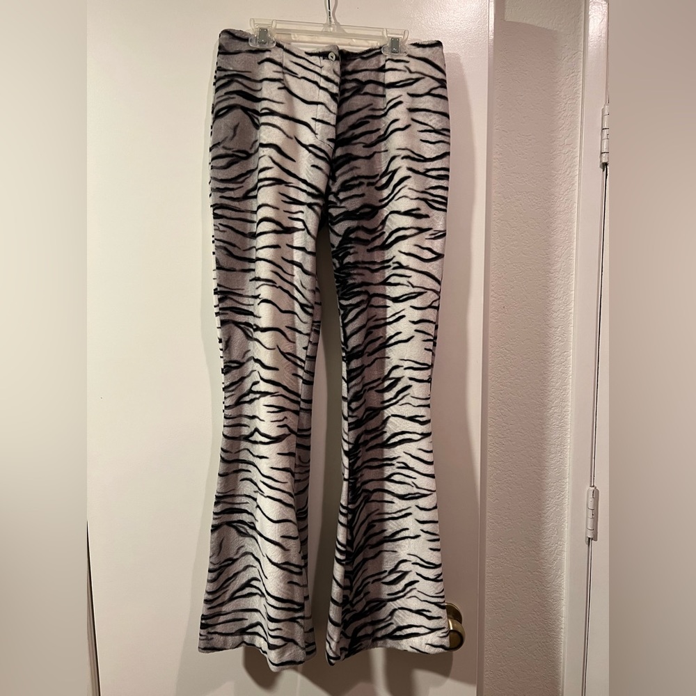 Vintage Privilege Paris faux Zebra fur low rise bell bottoms